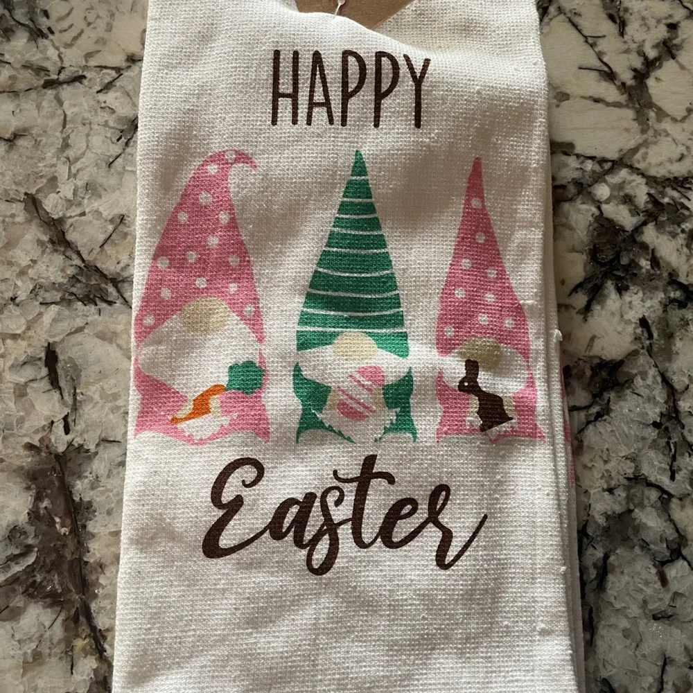 Cuisinart Gnomes 2-Pack Kitchen Dish Towels Happy Easter 16x26